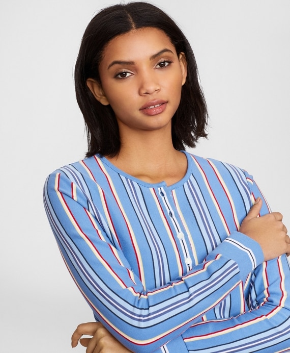 Striped Supima® Cotton Jersey Henley Tunic