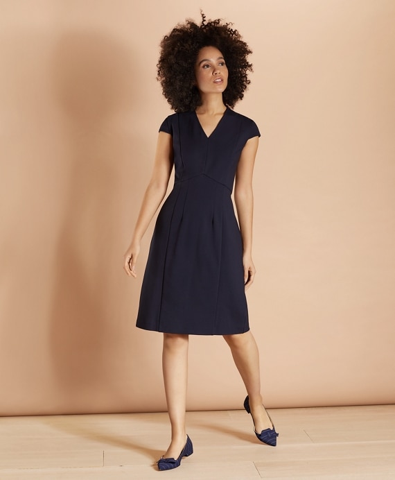 Ponte Knit Cap-Sleeve Sheath Dress
