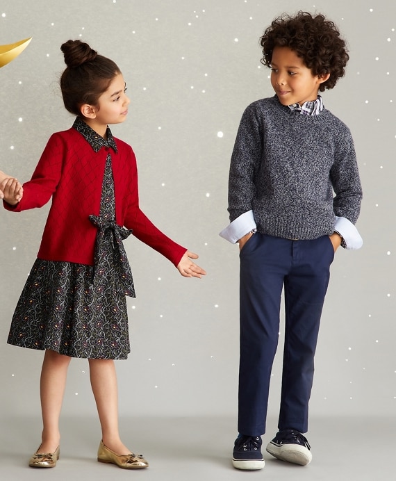 Girls Merino Wool Pointelle Cardigan