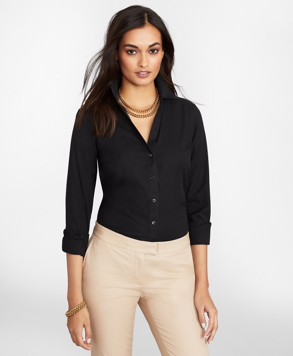 Petite Non-Iron Stretch Supima® Cotton Fitted Dress Shirt