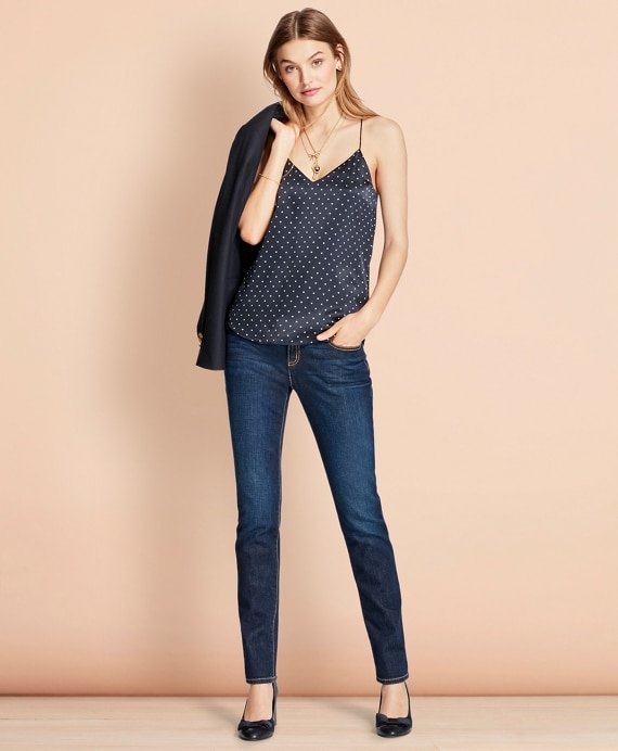 Polka-Dot Silk Charmeuse Cami