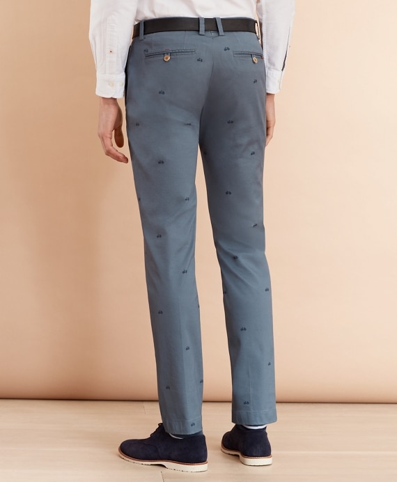 Bicycle-Print Cotton Twill Chinos