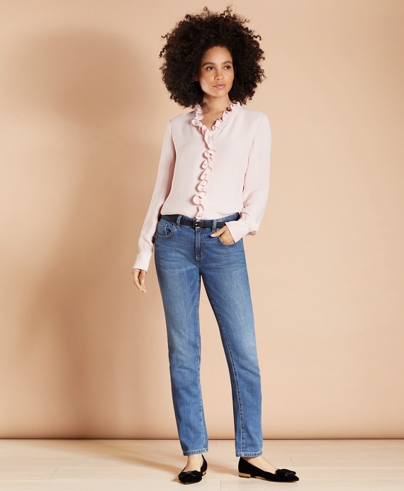 Ruffled Crepe Blouse