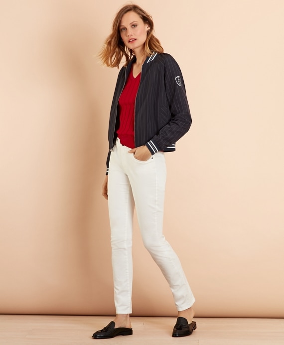 Pinstripe Bomber Jacket