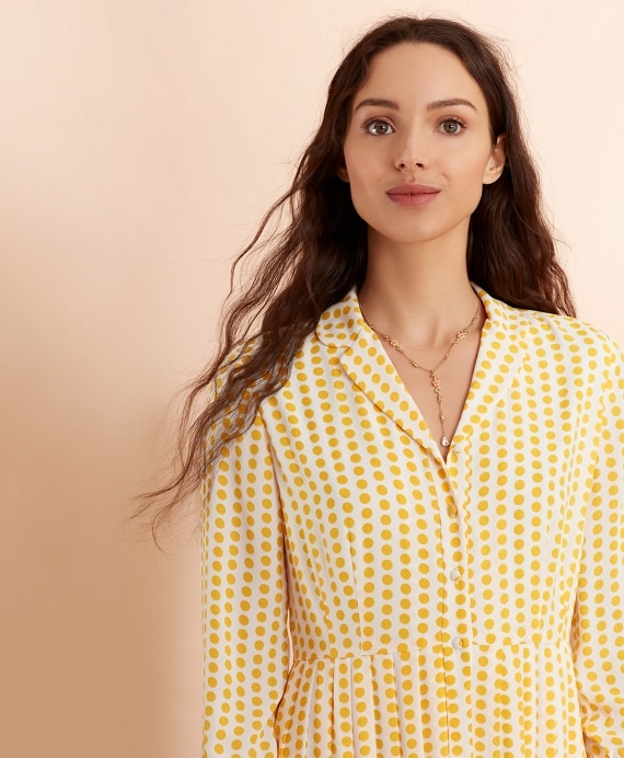 Polka-Dot Crepe Shirt Dress