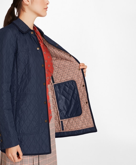 Water-Repellent Diamond-Quilted Car Coat
