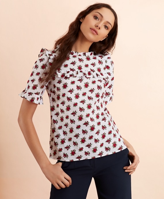 Floral-Print Cotton Sateen Blouse
