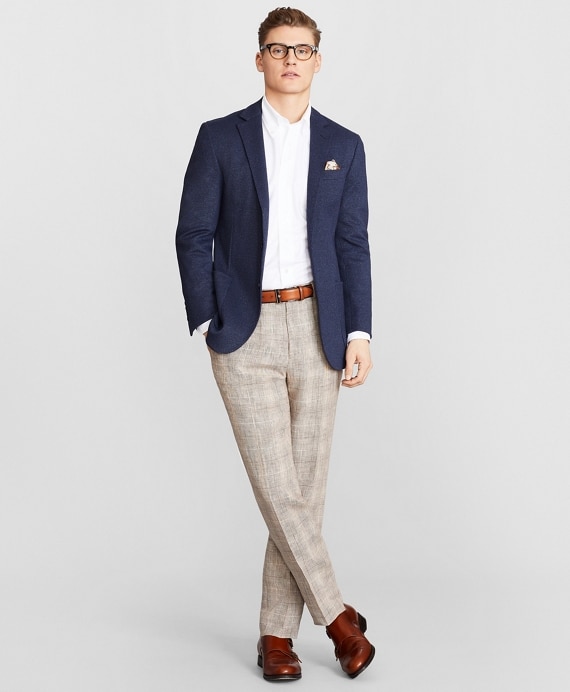 Regent Fit Check Linen Trousers