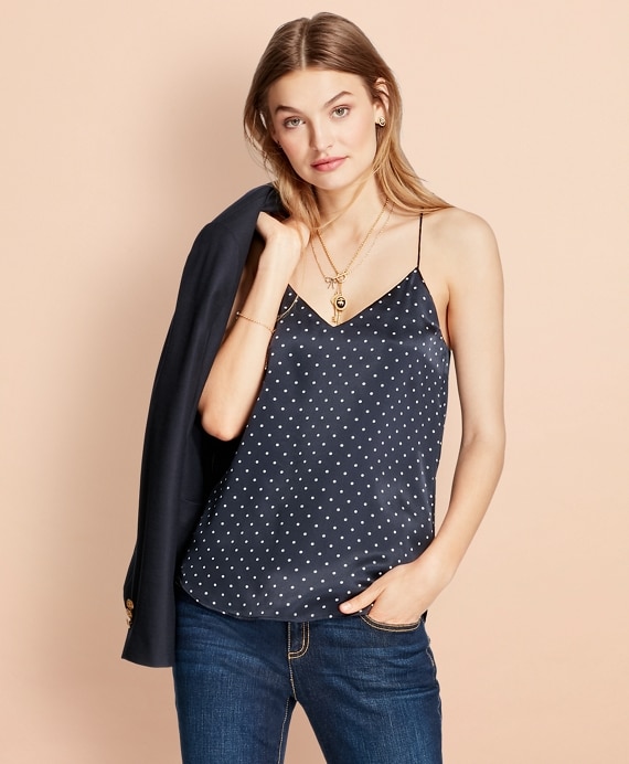 Polka-Dot Silk Charmeuse Cami
