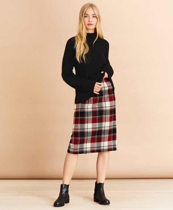 Cable-Detail Stretch Merino Wool Mockneck Sweater