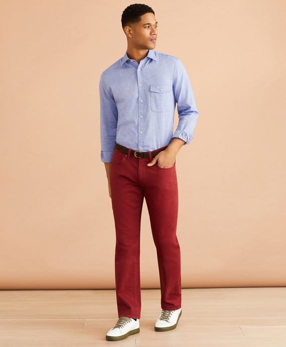 Garment-Dyed Five-Pocket Jeans