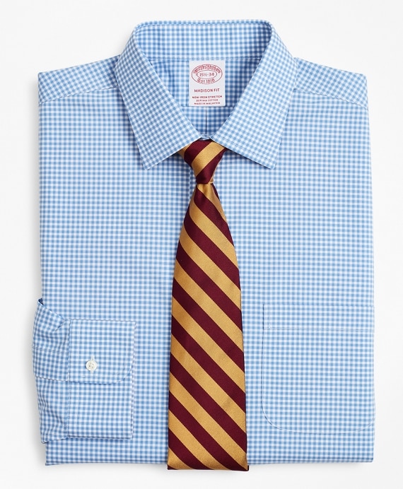 Stretch Madison Classic-Fit Dress Shirt, Non-Iron Poplin Ainsley Collar Gingham