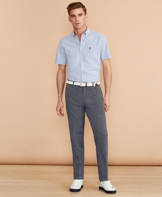 Striped Cotton Stretch Trousers