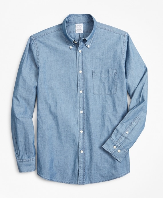 Regent Fitted Sport Shirt, Indigo Chambray