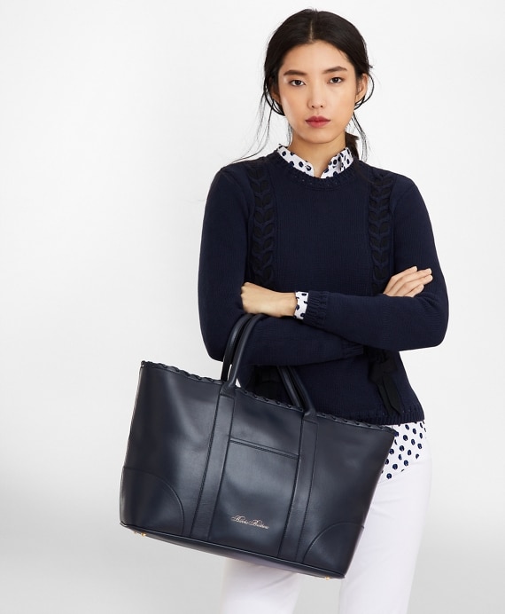 Logo-Embossed Leather Tote Bag