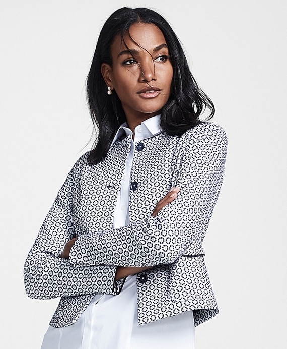 Petite Floral Jacquard Cropped Jacket