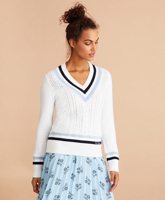 Logo-Embroidered Cotton Tennis Sweater