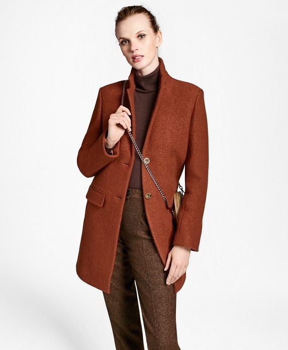 Wool Boucle Melton Cocoon Coat