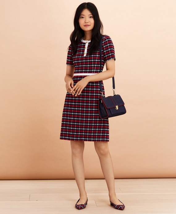 Checked Boucle A-Line Dress