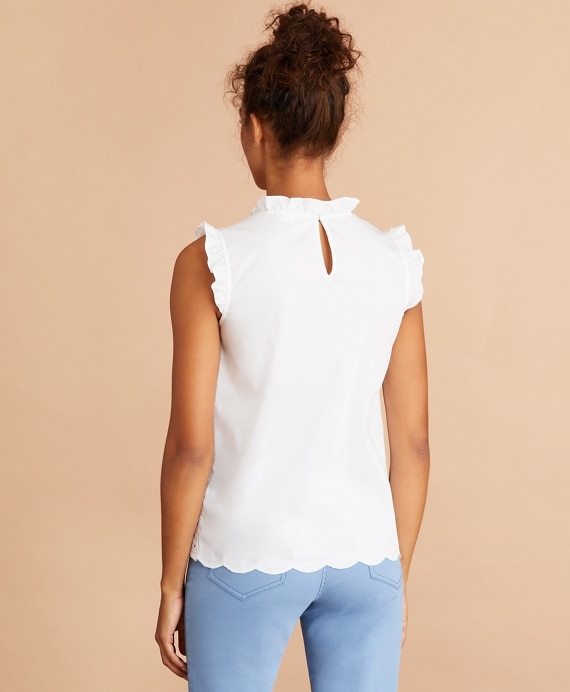 Eyelet-Trimmed Poplin Blouse