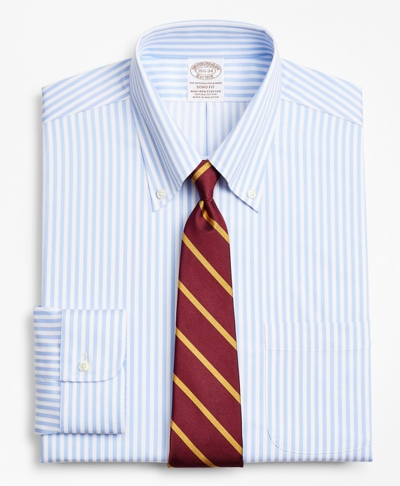 Stretch Soho Extra-Slim-Fit Dress Shirt, Non-Iron Twill Button-Down Collar Bold Stripe