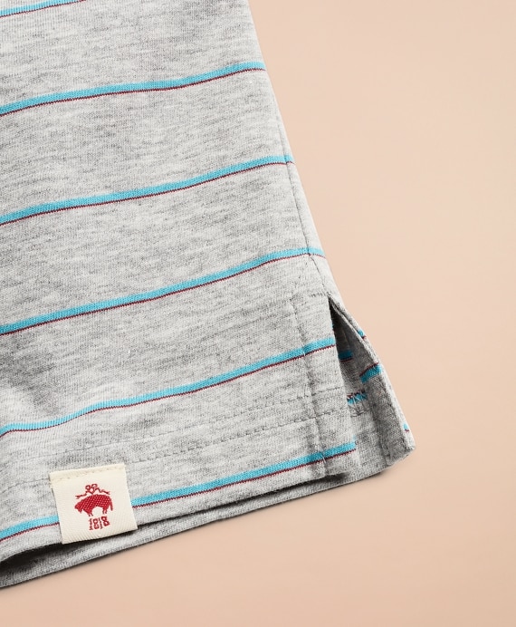 Striped Cotton Jersey Short-Sleeve Henley