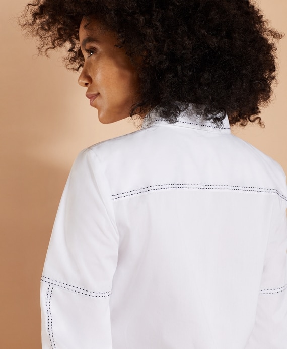 Bishop-Sleeve Poplin Blouse