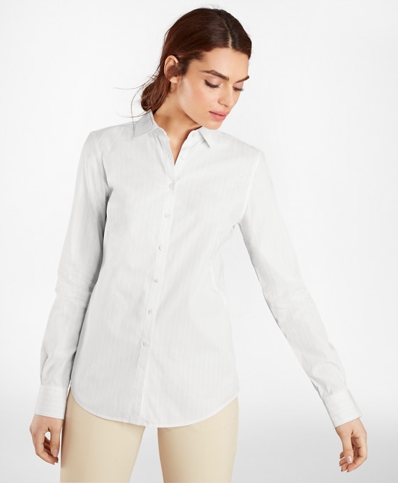 Striped Supima® Cotton Poplin Fitted Shirt