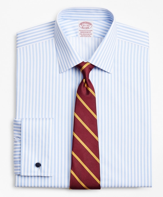 Stretch Madison Classic-Fit Dress Shirt, Non-Iron Twill Ainsley Collar French Cuff Bold Stripe