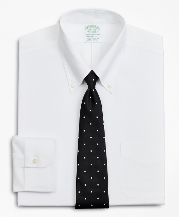 Stretch Milano Slim-Fit Dress Shirt, Non-Iron Poplin Button-Down Collar