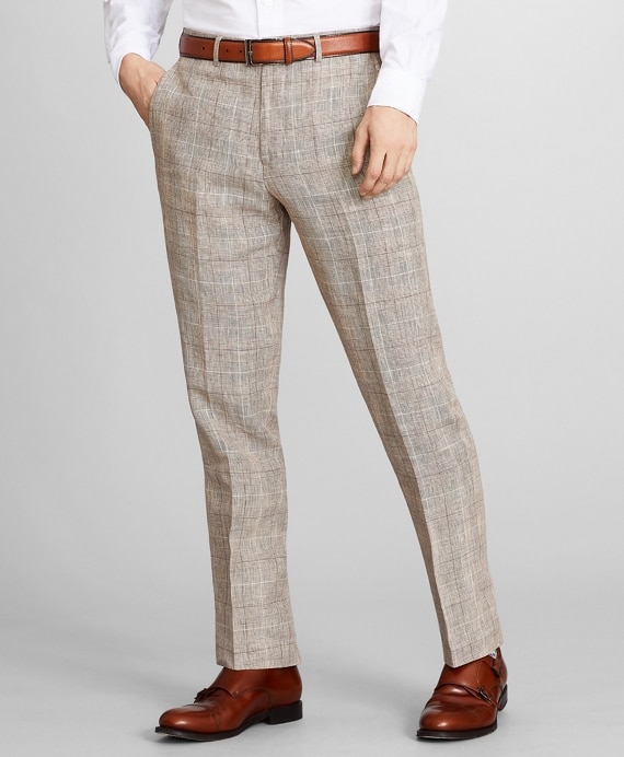 Regent Fit Check Linen Trousers