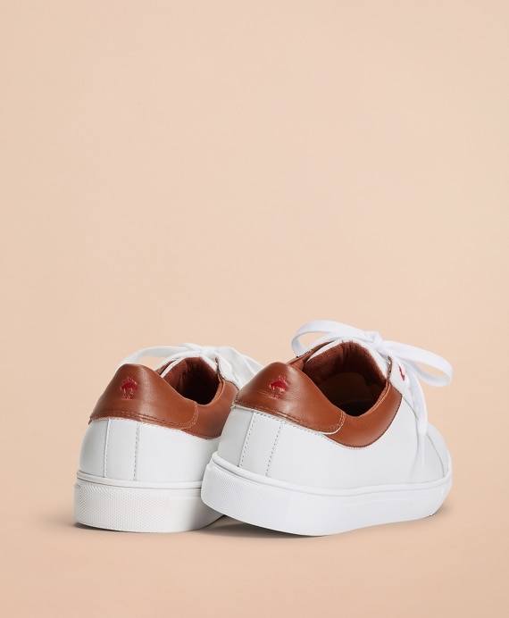 White Contrast Leather Sneakers