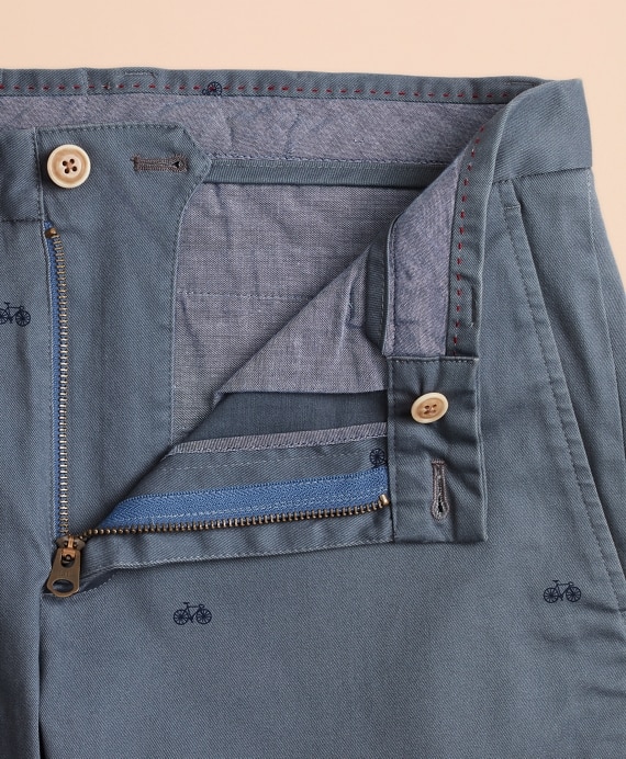 Bicycle-Print Cotton Twill Chinos
