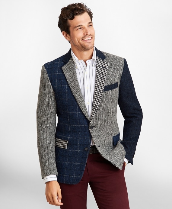 Regent Fit Harris Tweed Mixed Pattern Sport Coat