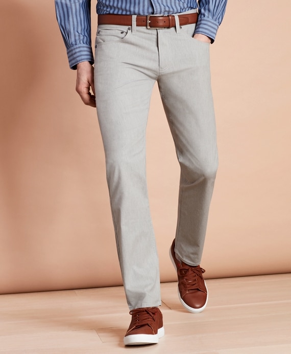 Heathered Stretch Cotton Five-Pocket Pants