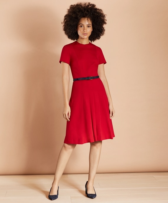 Ponte Knit Pleated Dress