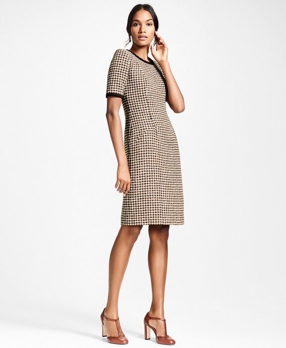 Petite Checked Tweed A-Line Dress