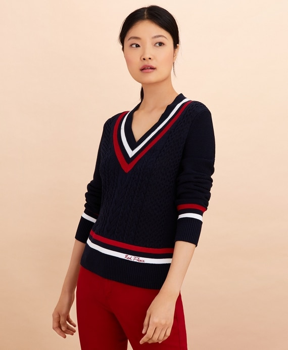 Logo-Embroidered Cotton Tennis Sweater