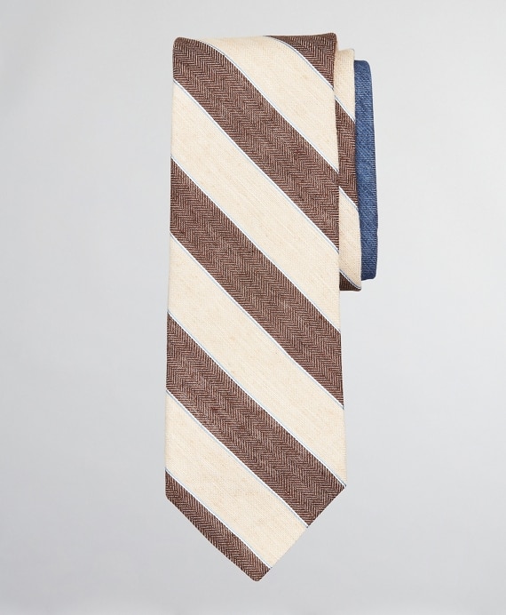 Silk and Linen Texture Stripe with Dot Tie