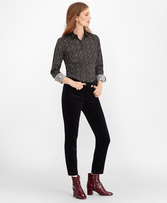 Violet-Print Cotton Sateen Fitted Shirt