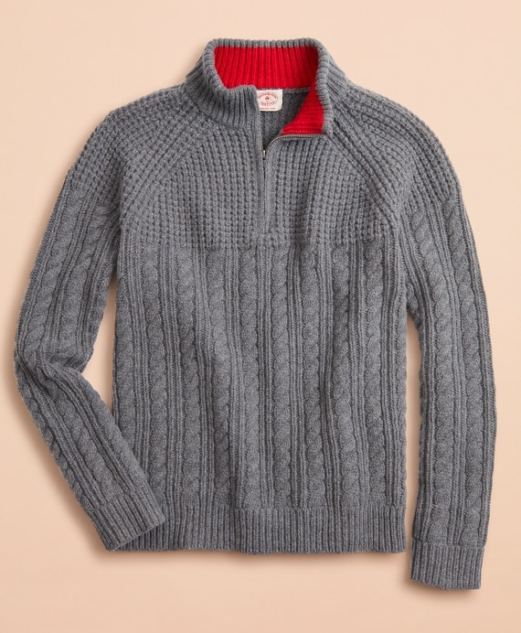 Half-Zip Merino Wool Cable-Knit Sweater