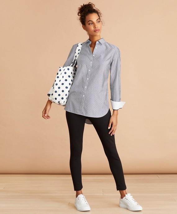 Non-Iron Striped Cotton Broadcloth Tunic