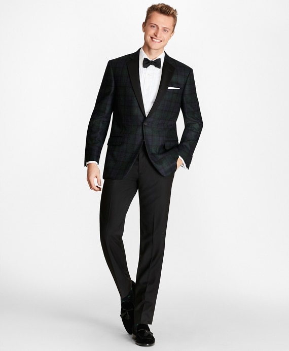 Regent Fit Black Watch Wool Tuxedo Jacket