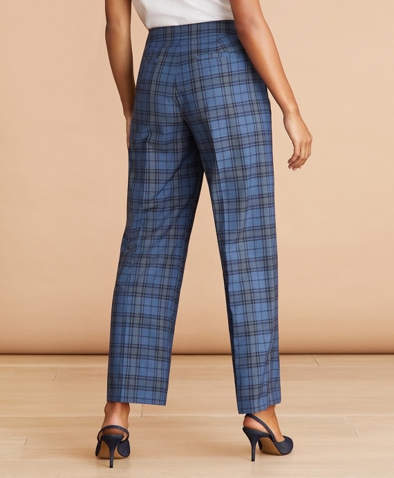 Tartan Wool Cropped Wide-Leg Pants