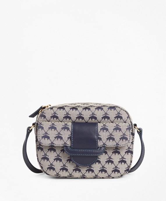 Leather-Trimmed Logo Jacquard Crossbody Bag