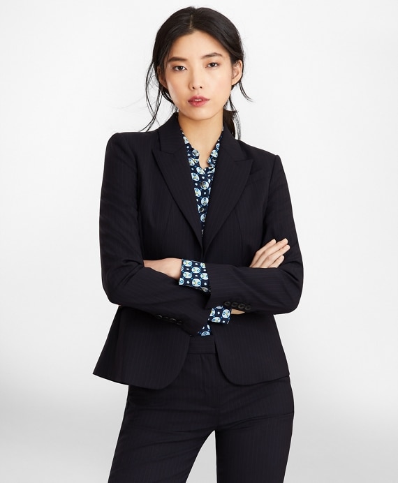 Pinstripe Stretch Wool Jacket