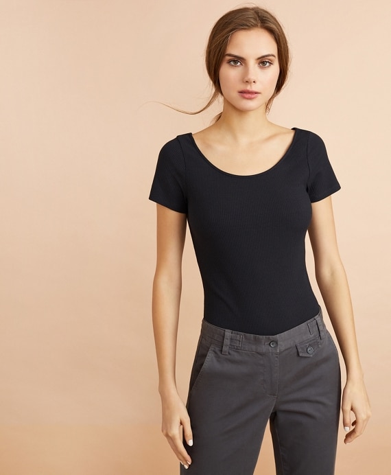 Rib-Knit Short Sleeve Bodysuit