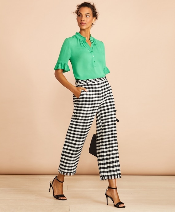 Gingham Boucle Cropped Pants