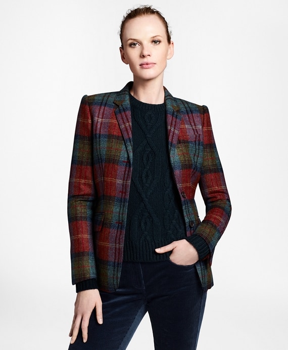 Plaid Wool Tweed Hacking Jacket