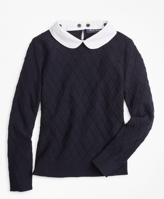 Girls Cotton Diamond Cable Sweater